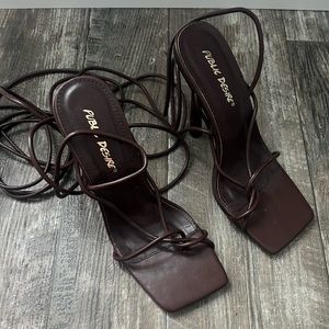 Public desire brown strappy heels